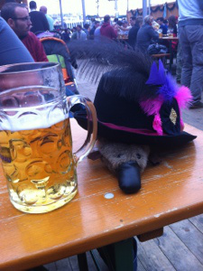 Percy loved borrowing my Oktoberfest hat 